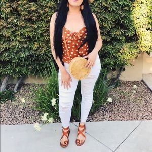 RUST WITH WHITE POLKA DOT TANK TOP